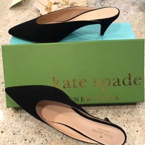 Kate Spade 7.5 black suede kitten heel slip-on!